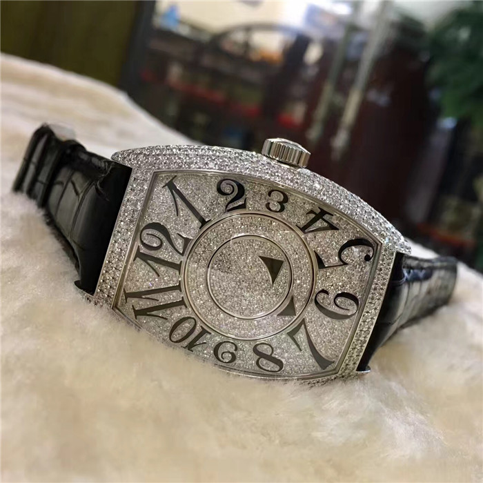 FRANCK MULLER 法兰克穆勒 DOUBLE MYSTERY系列，FM8880 DM D CD。55×40毫米表径，18k白金原镶钻满天星，钻面钻壳，自动上弦机械机芯。 单表无附件。