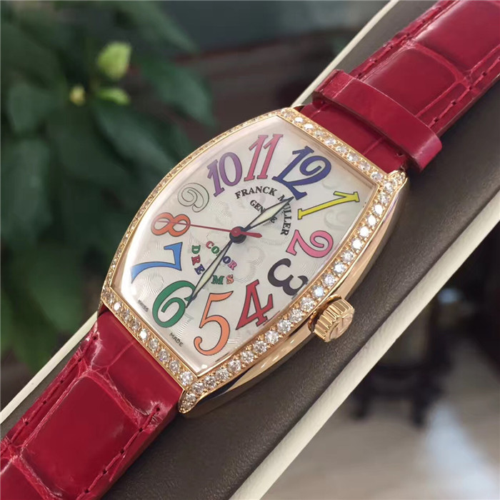 法兰克穆勒FRANCK MULLER 新款5851 M SC COL DRM D 1R 玫瑰金原镶钻圈钻耳 彩字面盘