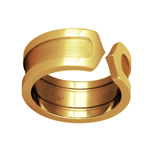 Cartier 卡地亚 C DE CARTIER系列 双“C”标志 LOGO戒指，Logo de Cartier戒指，18K黄金。尺寸：49号。