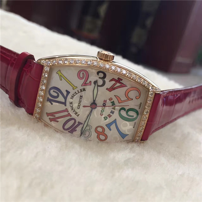 法兰克穆勒FRANCK MULLER 新款5851 M SC COL DRM D 1R 玫瑰金原镶钻圈钻耳 彩字面盘